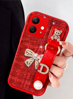 2026红色新年布艺小香风适用荣耀X60i手机壳毛绒Play7TPro硅胶X70冬天x10防摔8T春节5pro/2026年x40i高级感3