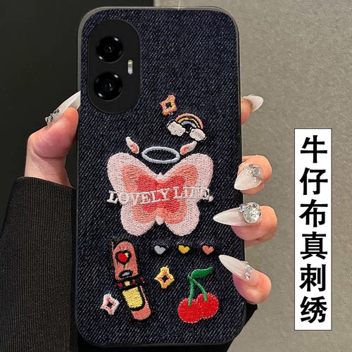 真刺绣牛仔布艺  不掉色 不脱丝
