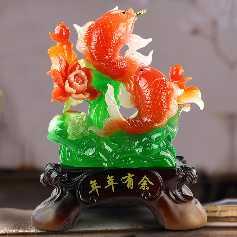 鲤鱼工艺品摆件年年有余家居客厅玄关酒柜装饰品乔迁开业新婚礼品