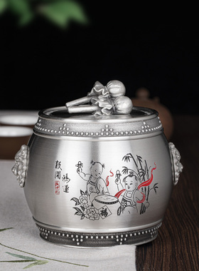 送外宾纯锡茶叶罐纪念品定制logo