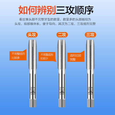 日本进口HTD富士牌丝攻M3-20三只装手用SKS2丝锥组合套装扳手钻头