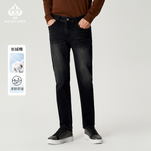 新款 牛仔裤 长绒棉亲肤 美式 百搭直筒裤 男士 曼加龙2025秋季 时尚
