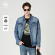 曼加龙春秋季 翻领 新款 时尚 牛仔夹克百搭外套男 潮流男士 刺绣