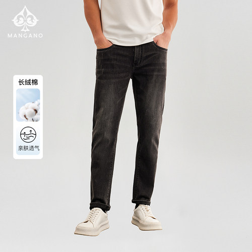 曼加龙直筒长裤长绒棉秋季牛仔裤