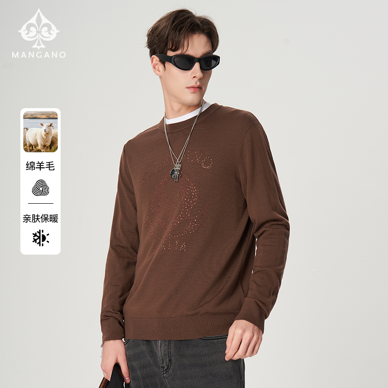 曼加龙新款纯绵羊毛男士毛衣