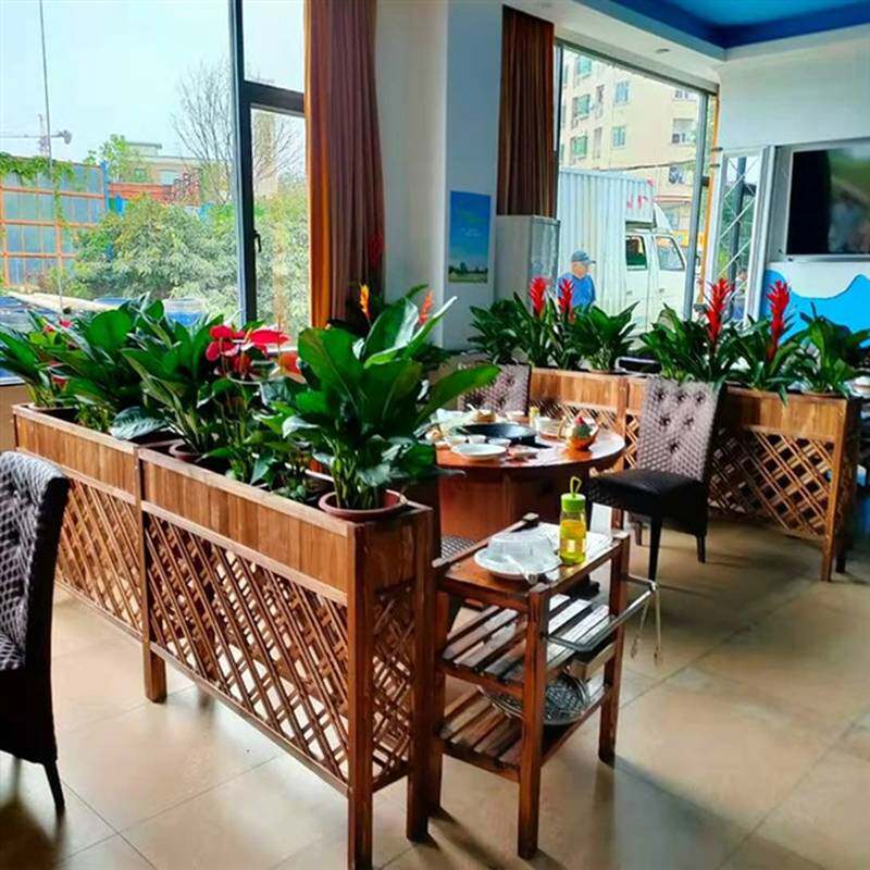 餐厅隔断花架户外防腐木栅栏围栏花箱饭店隔断花槽阳台花盆架子