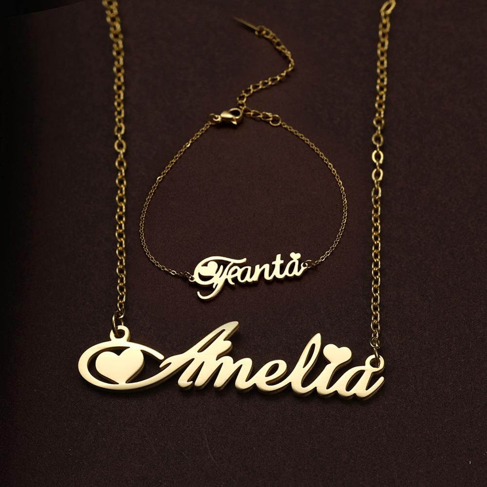 lemegeton stainless steel choker custom name necklace for wo