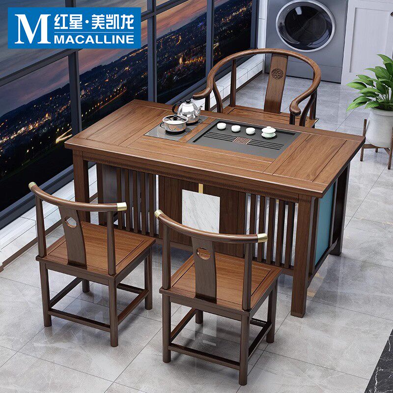 圣柏域阳台茶桌椅组合家用小户型泡茶几新中式实木功夫套办公茶台