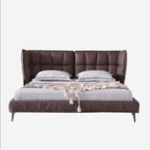 允馨意式 极简B&B肌肉真皮床现代简约主卧双人床设计师1.8米婚床