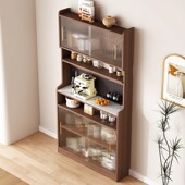 阳漫超薄窄款 实木中古覆古餐柜靠墙一体家用厨房客厅储物置物