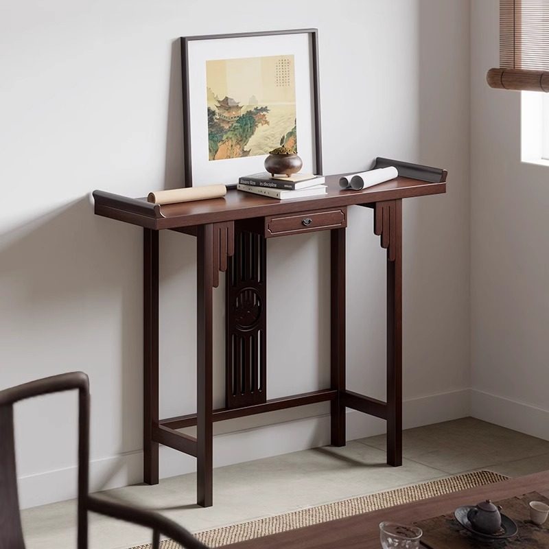 阳漫新中式靠墙玄关桌实木家用窄长条案现代简约玄关台案台供奉桌