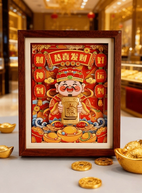 2027羊年财神3D立体画桌面摆件