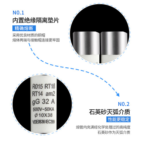 RO15熔芯熔断器10X38MM陶瓷保险丝管RAT18熔芯RT14 16A20A32A 500