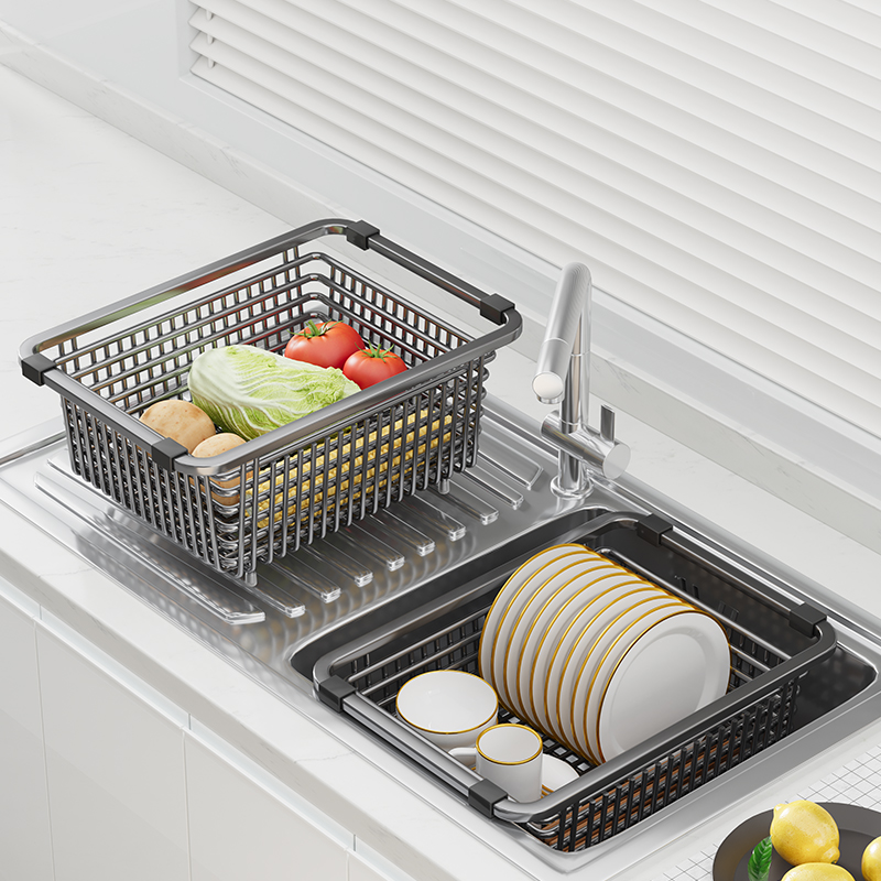 水槽沥水架洗e菜盆纳米沥水篮碗盘架厨房大单水槽水池不锈钢过滤