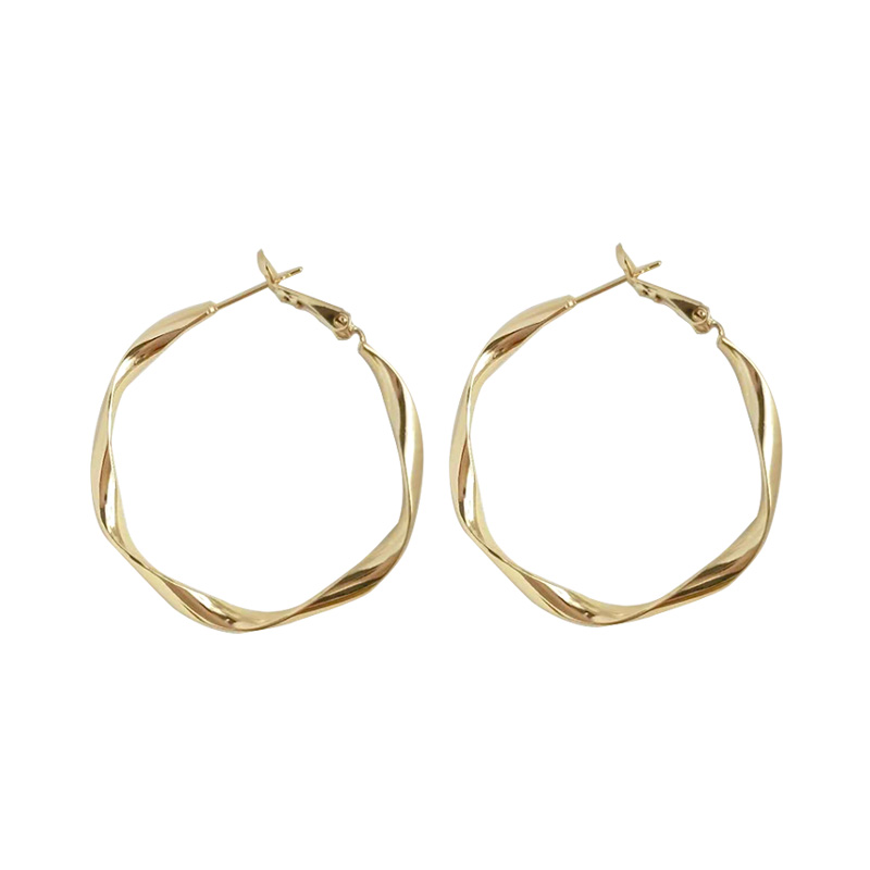 S925银镀14iK金耳针欧美时尚耳圈个性大圆环圈圈耳环女时髦耳圈