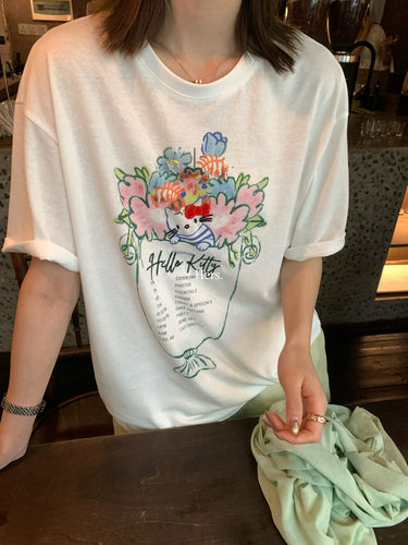 Hers松弛卡通花园圆领短袖T恤女