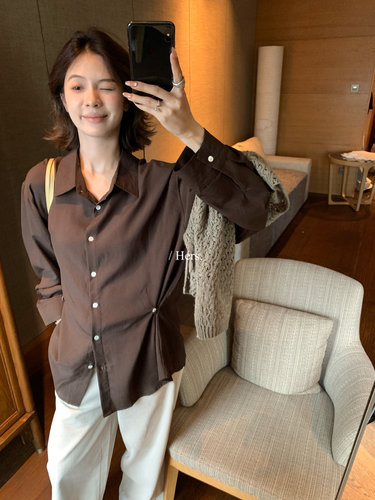 Hers韩系智性风小设计感衬衫女