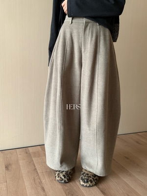 一勺甜 hers爆款延续！百搭气球山本呢子休闲裤女阔腿裤冬季92643