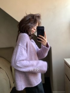 一勺甜 hers经典不过时圆领纯色毛衣女2025冬季针织上衣2076