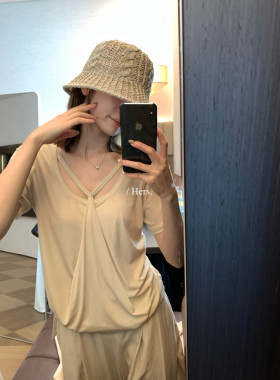 一勺甜【Hers】前后两穿古早感莱赛尔冰感前后两穿短袖T恤女80690