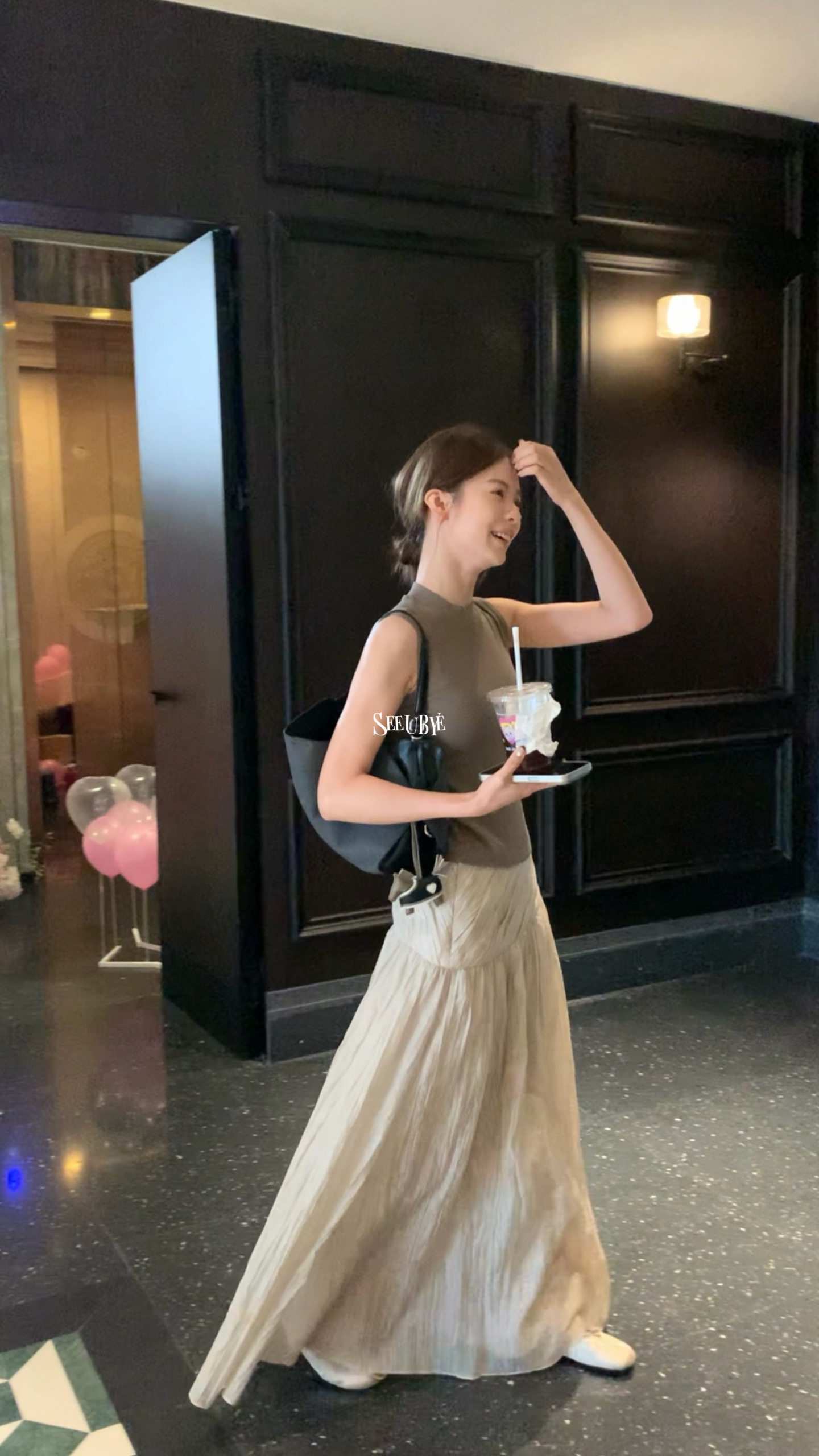 seeUbye早秋高腰显瘦纱纱半裙女