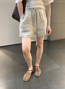 松紧带百搭休闲亚麻小个子短裤 METWO 薄款 8891 麻短裤