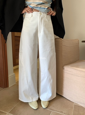 26年早春！【Hers】简约日常通勤轻工装高腰阔腿牛仔裤女80145