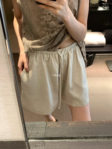 Hers麻料多色懒人休闲短裤女