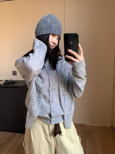 METWO 9031#开衫毛衣+围巾针织衫女2025秋季温柔风软糯毛衣