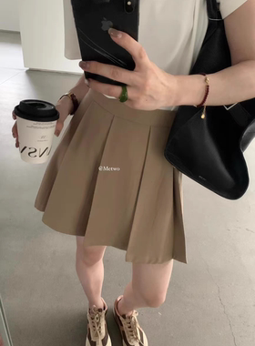 METWO学姐百褶裙女设计感好版型 质感黑色短款a字裙半身裙 08251