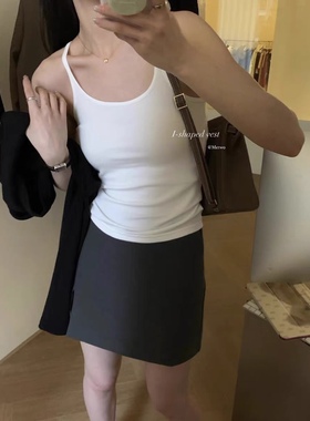 METWO白色辣妹弹力工字吊带背心女夏季运动性感内搭短款上衣1203