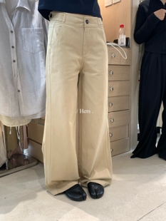 简约日常百搭雅痞调性直筒休闲裤 韩标 女80359 Hers 一勺甜