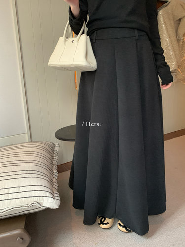 Hers百搭A摆抓绒长款半身裙女
