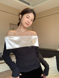 一勺甜【Hers】韩标款！气质简约贵气感一字肩小衫92347