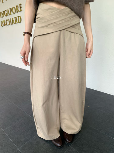 Hers设计感腰头小弯刀休闲裤女