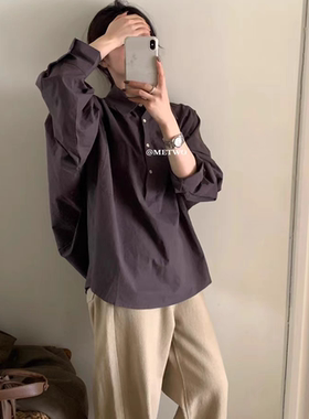 METWO奶黄色设计感！别致衬衫女 2024秋季蝙蝠侠别致大版衬衣2032