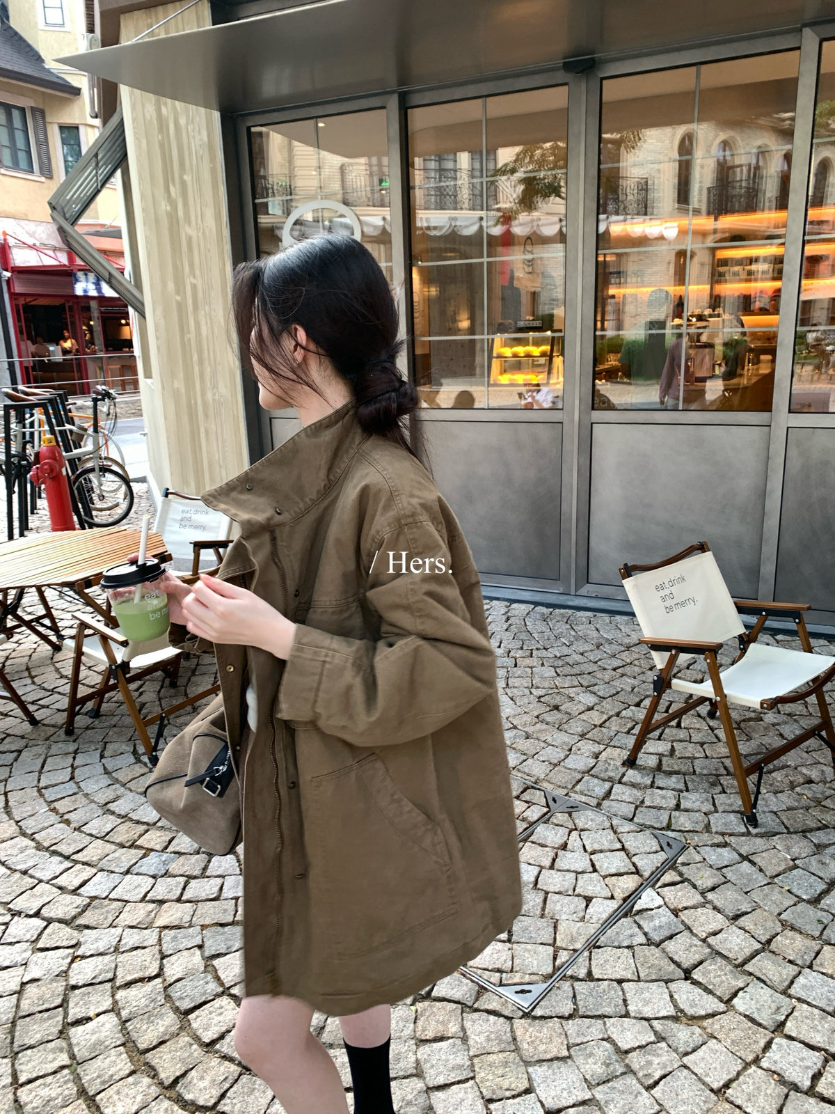 Hers街头感夹棉中长款夹克外套