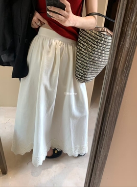 METWO 8659搭了大半期白色半身裙女2025早春新款蕾丝鱼尾A字半裙
