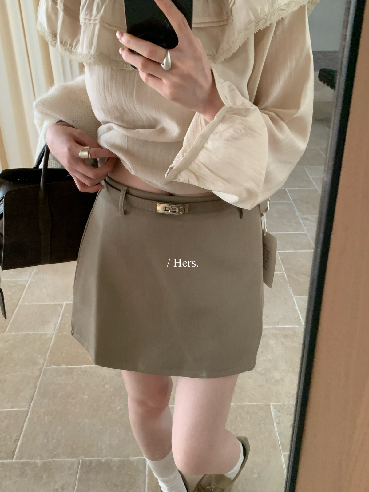 Hers不挑人短款直筒A字半身裙女