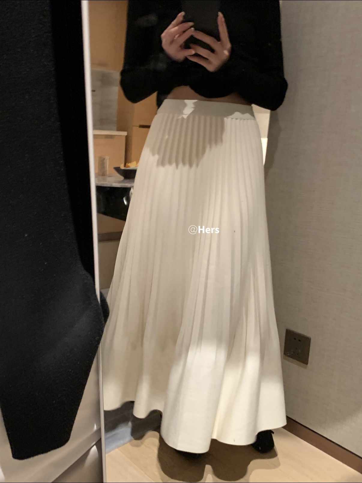 一勺甜hers 10550压褶伞状长款半身裙女2025冬高腰休闲a字裙10550