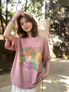 T恤女80105 韩系休闲慵懒感小众图案宽松短袖 26年早春 Hers