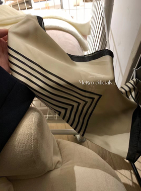 一勺甜 自制丝巾女2024新款条纹小方巾包头巾三角巾复古法式头饰