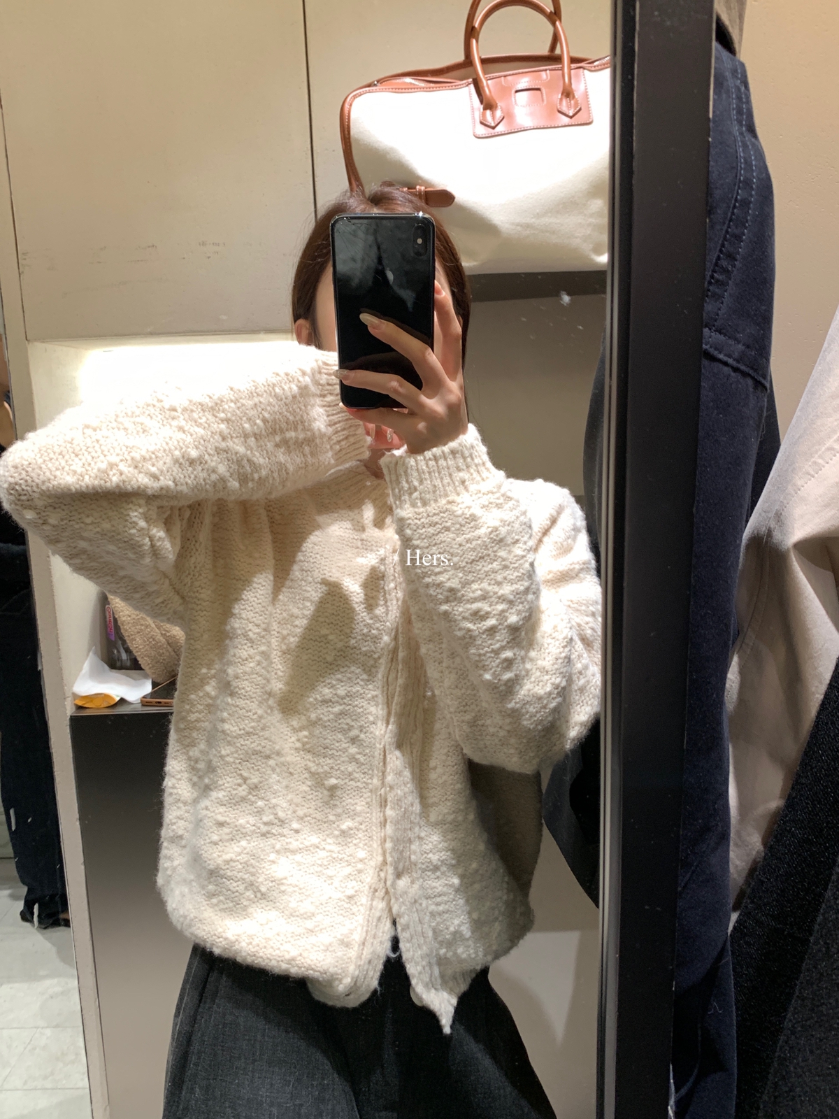 一勺甜 hers韩系日常肌理感保暖毛衣女2025冬季羊毛针织外套92542