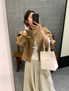 一勺甜 hers经典百搭夹克短款外套女2025秋宽松立领休闲上衣92079
