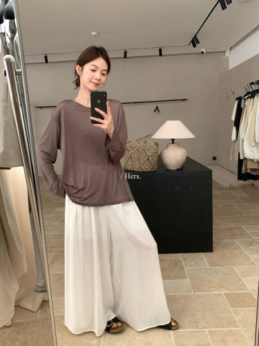 Hers后背镂空莱赛尔长袖T恤女