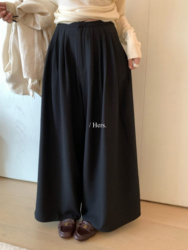 Hers压褶阔腿宽松休闲裤西装裤