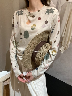 慵懒小众防晒衫 T恤女2025夏新款 10153 hers趣味印花宽松长袖 METWO