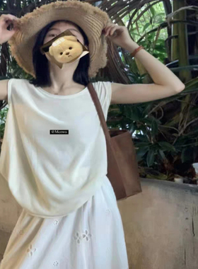 METWO日系针织背心高捻棉无袖衫“米杏”女夏季新款宽松上衣08554