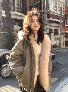 一勺甜 hers复古痞帅街头大毛领保暖羽绒服外套2025加厚夹克92800