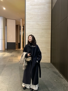一勺甜 hers日常通勤高品质长款羊毛外套女2025冬季毛呢大衣92700